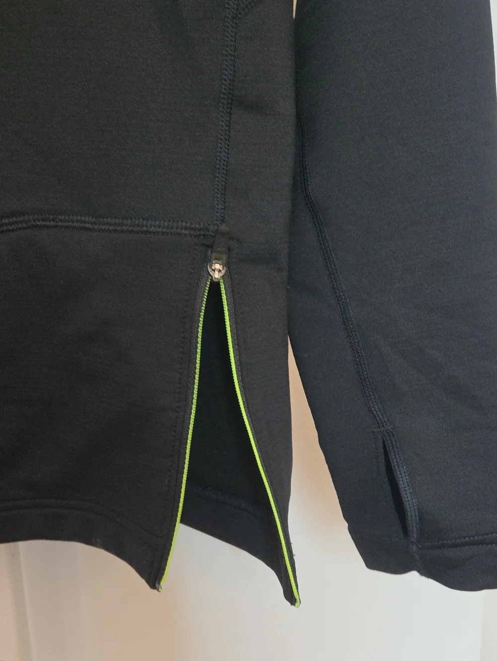Boys Nike Pro Hyperwarm Dri Fit Fitted Hoodie Black Neon Yellow Thumbholes Large